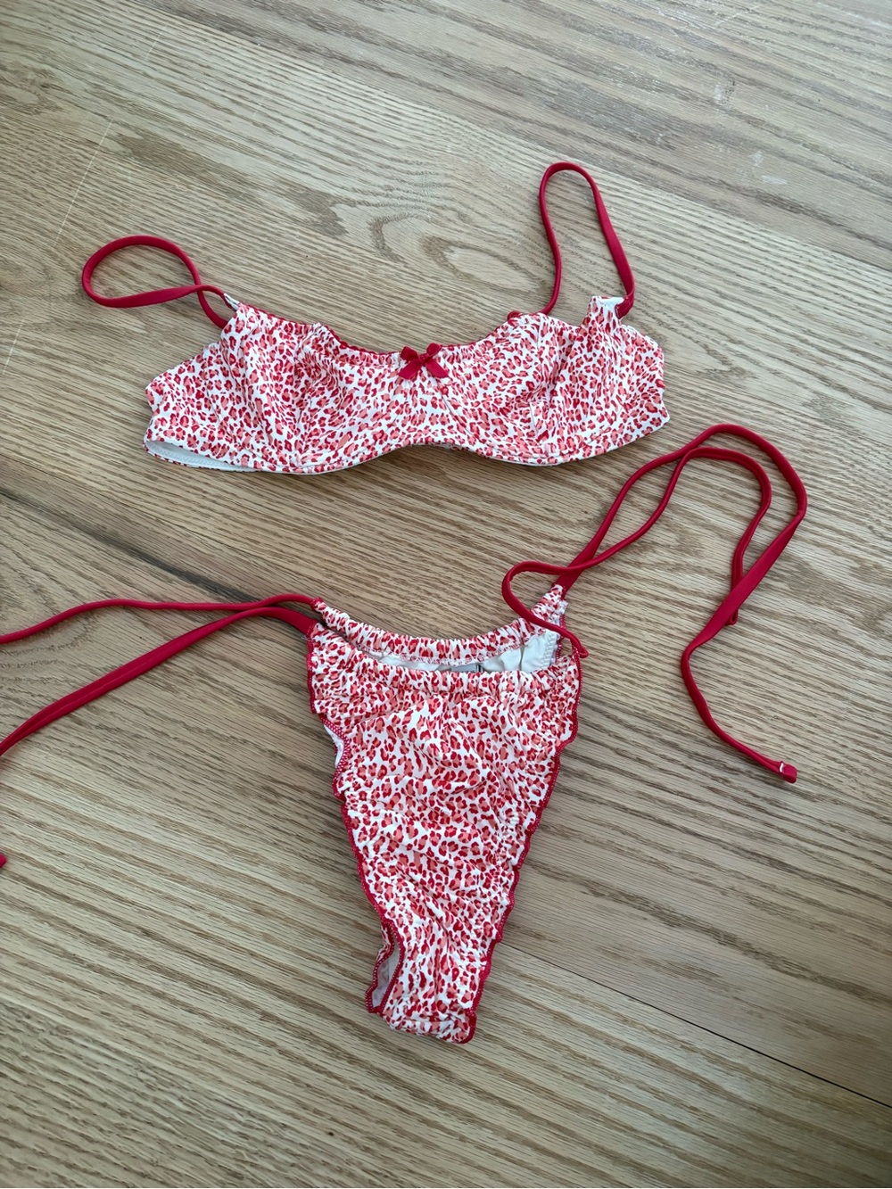Frankie's Bikinis Red and White Leopard Print Two-Piece Bikini